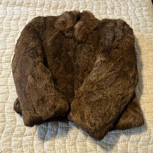 dyed rabbit fur, dry clean only.